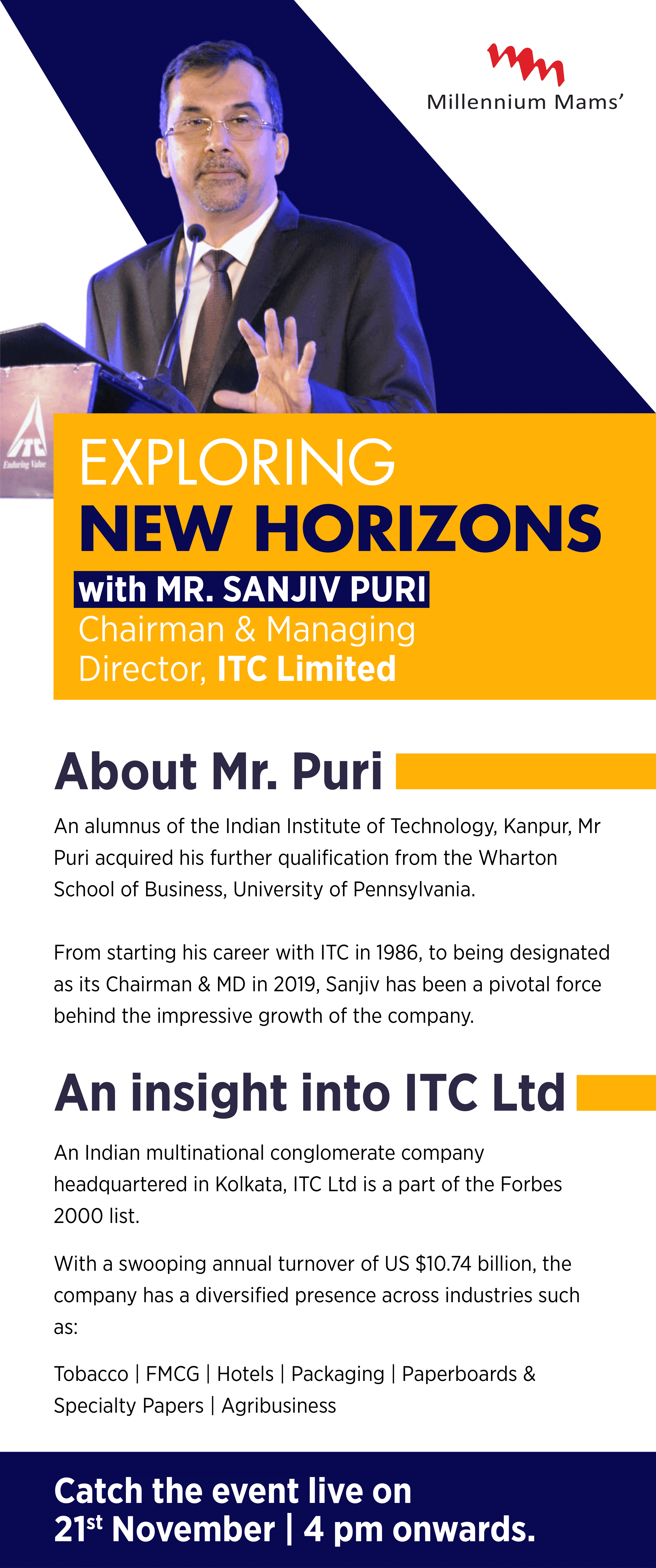Millennium Mams :: Mr. Sanjiv Puri - Chairman and MD, ITC